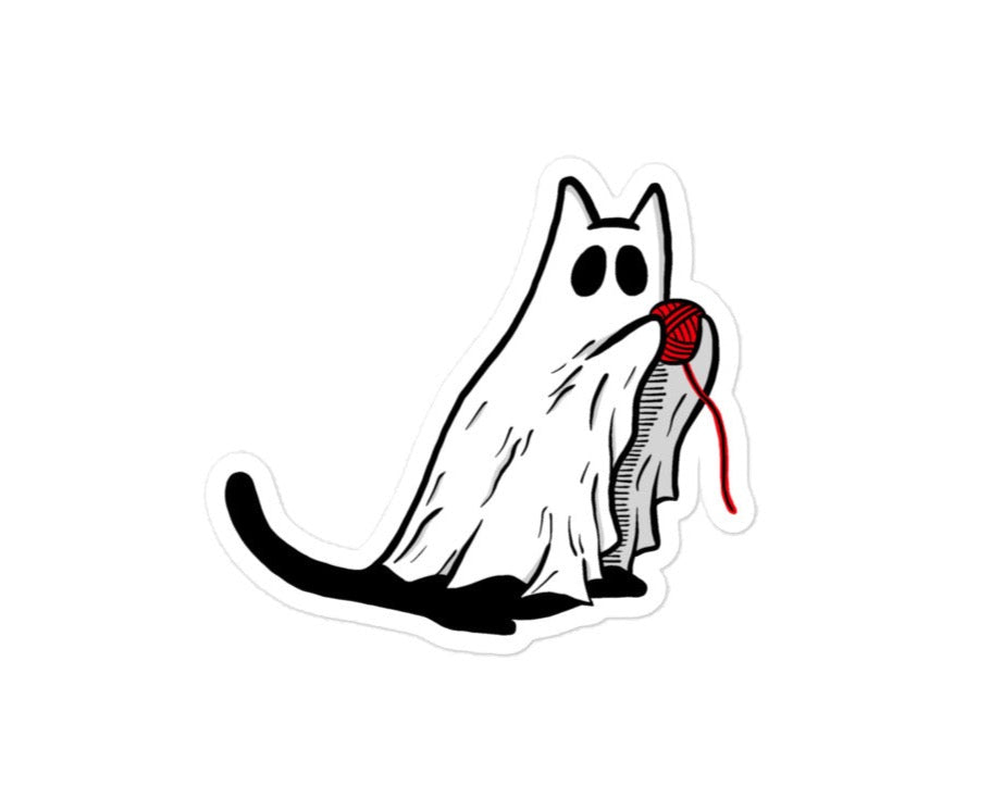 Cat Ghost with Yarn sticker