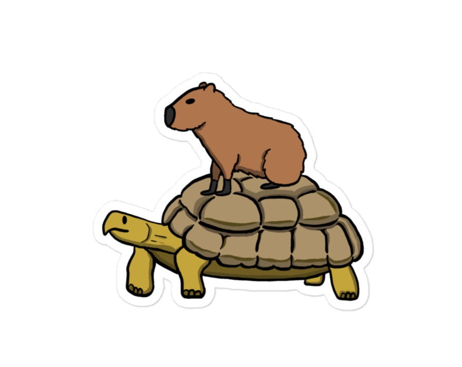 Capybara on a Turtle sticker
